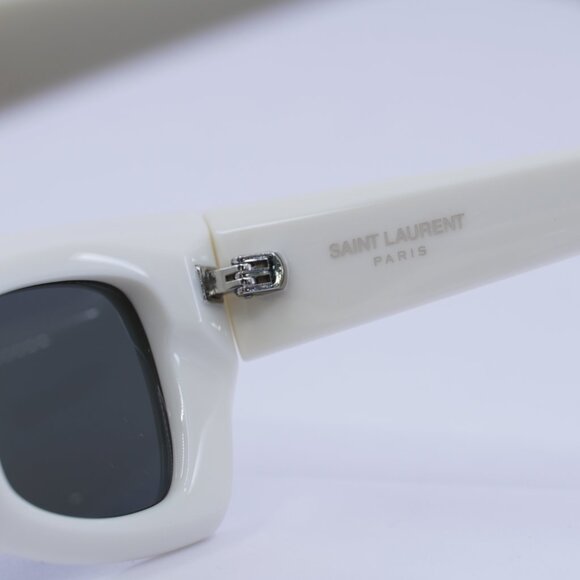 Saint Laurent SL702 003 Sunglasses Ivory Cat Eye Frame, Grey Lenses main image 5